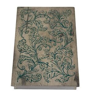 VTG All Night Media Red Wood Mount Rubber Craft Stamp 0846J Leaf Pattern